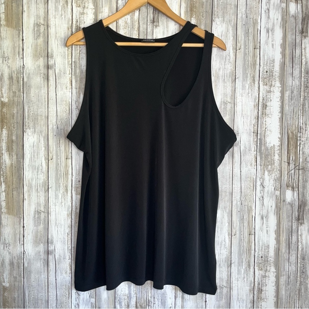 Torrid Black Asymmetrical Cutout Tank 3X Plus High Neck Sleeveless Minimalist - Picture 2 of 7